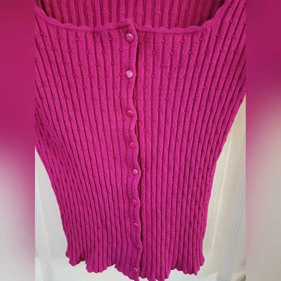 Sézane Ambroise Cardigan in Bright Plum Size Small Ribbed Knit Button Down - Picture 4 of 11